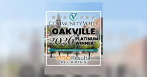 2026 CommunityVotes Oakville Platinum Winner badge for ProResults Plumbing