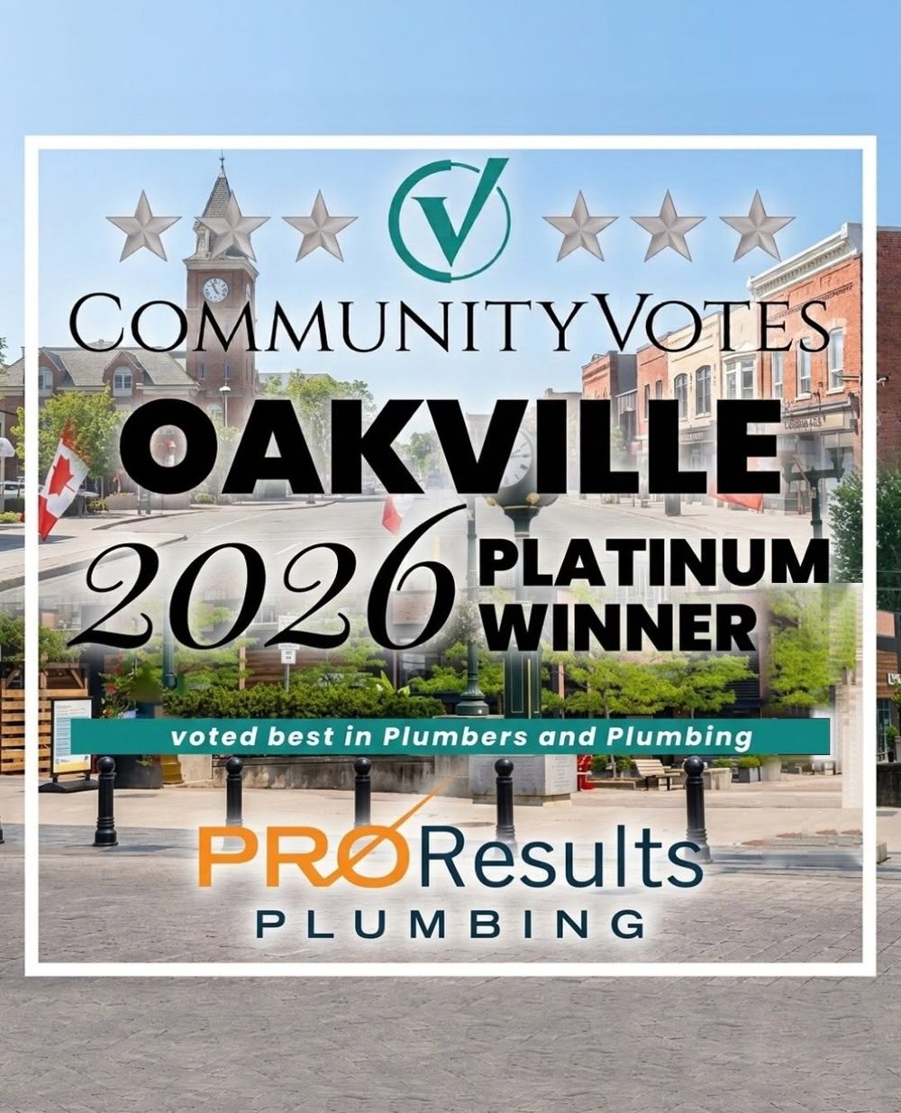 ProResults Plumbing named 2026 CommunityVotes Oakville Platinum Winner for Plumbers and Plumbing