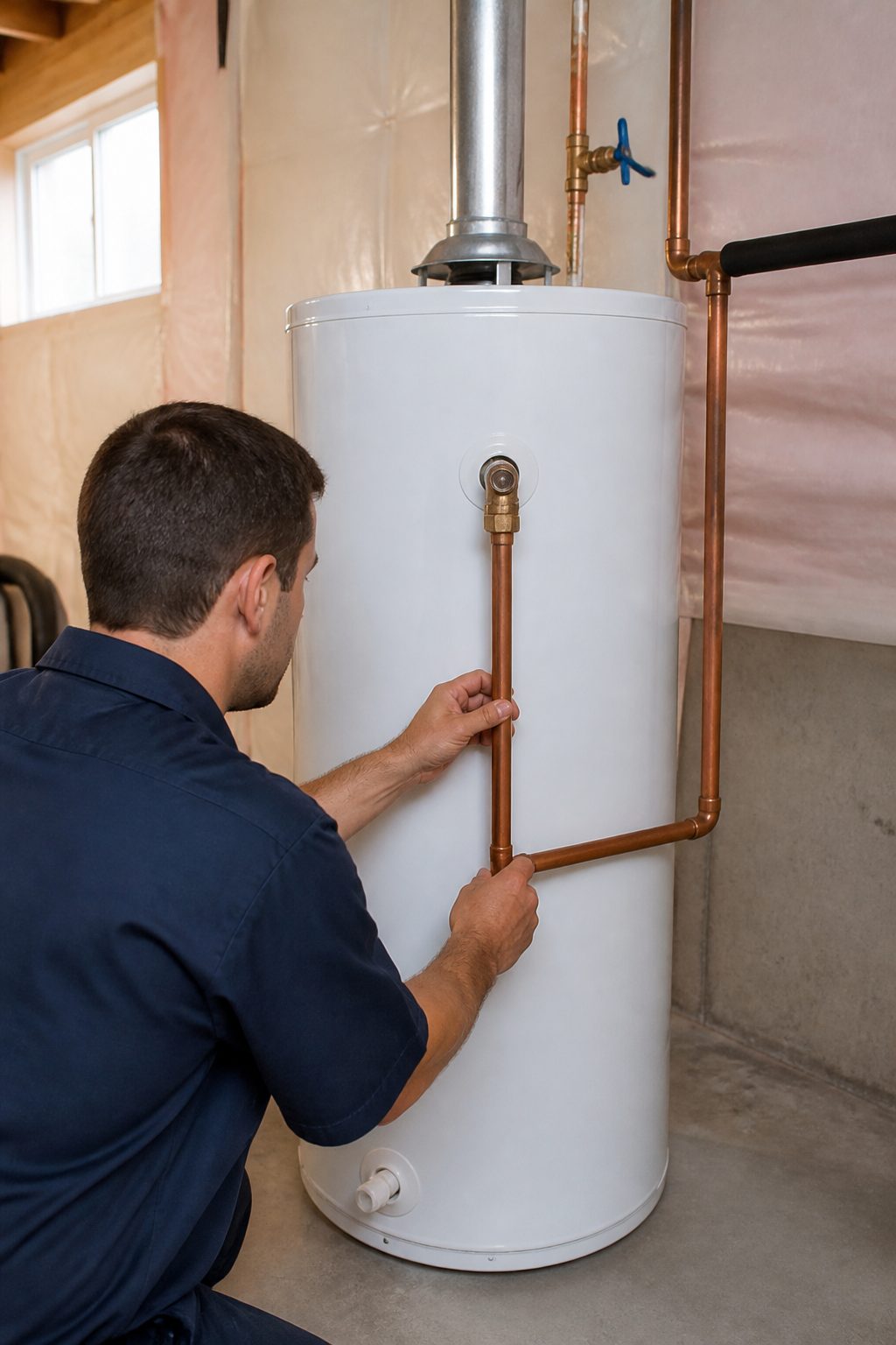 Hot water tank installation in Oakville by a ProResults Plumbing technician
